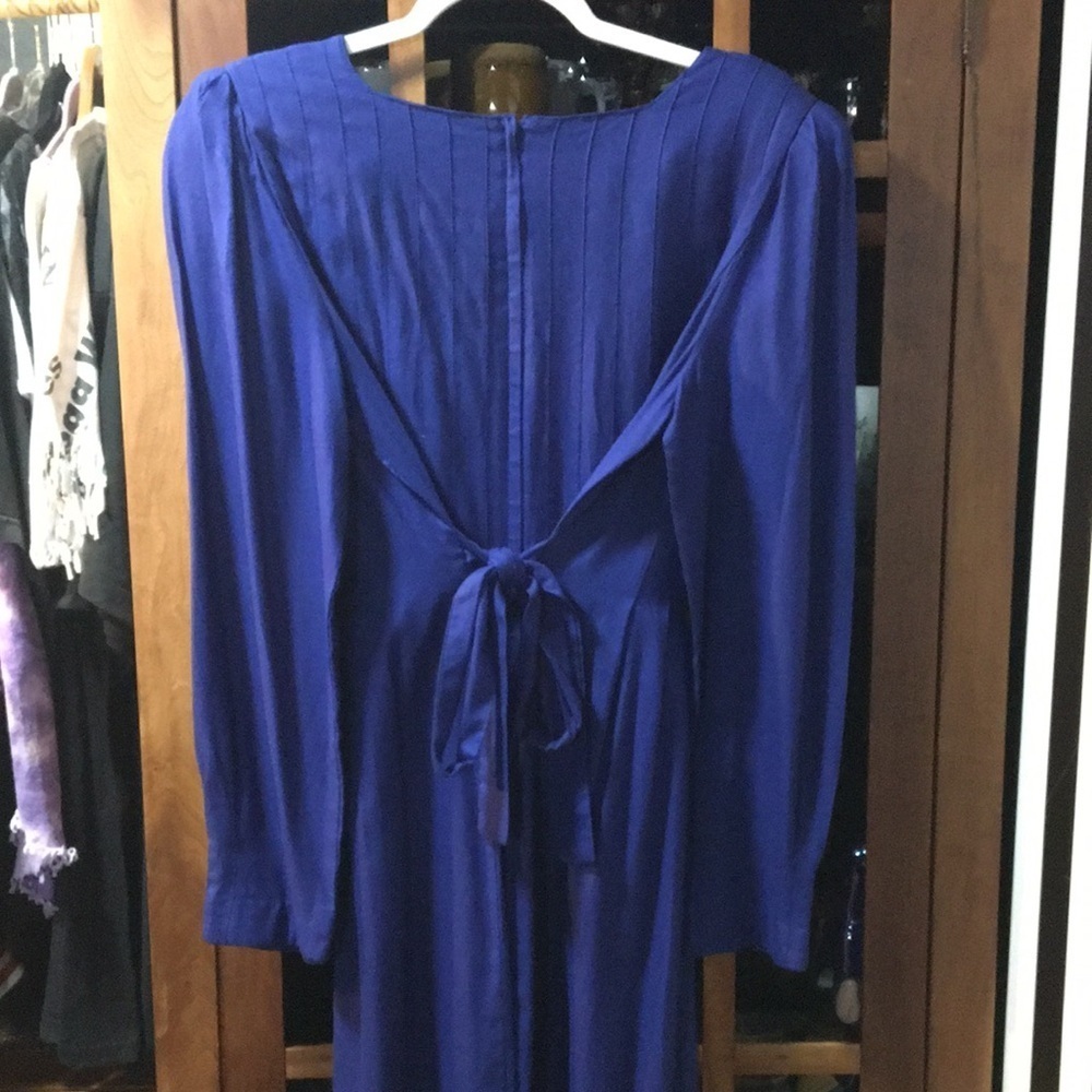 Vintage 80s Royal Blue Prairie Dress Modest Long Sleeve Size 12 Woman’s Large XL - Picture 10 of 17